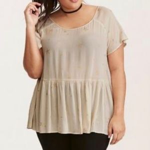 Torrid Foil Star Crepe Ruffle Blouse - Size 2